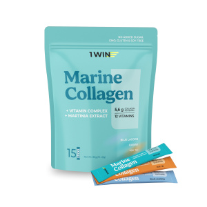 1WIN / Коллаген морской в стиках mix. Вкусы: Май Тай, Гавайи, Голубая лагуна, 8г, 15 стиков