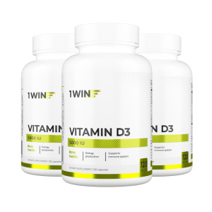 1WIN / Набор 3х банок Витамин D3 5000 ME, 120 капсул