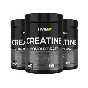 1 WIN / Креатин моногидрат. Вкус Нейтральный, 200г. Набор из 3-х банок 1 WIN / Креатин моногидрат. Вкус Нейтральный, 200г. Набор из 3-х банок