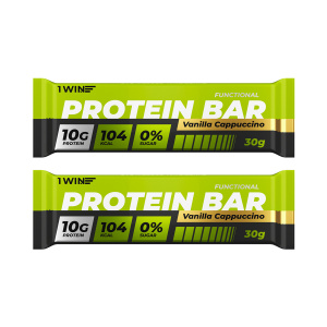 1WIN / PROTEIN BAR / Набор протеиновых батончиков  без сахара, 10шт. по 30г. Ванильный капучино