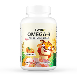 1WIN /Omega-3 Kids + Vitamins D & E, Детская Омега-3, вкус апельсин, 60 капсул