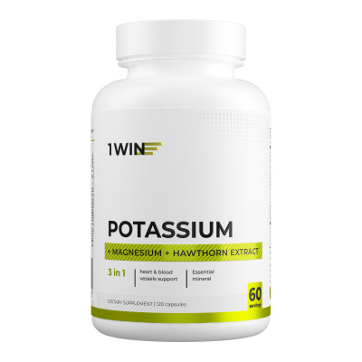 1WIN / Калий + Магний + экстракт боярышника, 120 капсул
