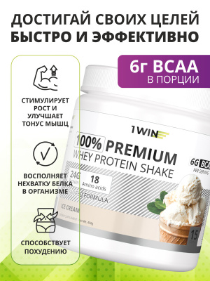 Премиум протеин / PREMIUM INSTANT WHEY / Белковый коктейль для похудения / Пломбир, 450г