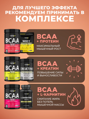 1WIN ВСАА 2:1:1,  Вкус Персик, 30 порций