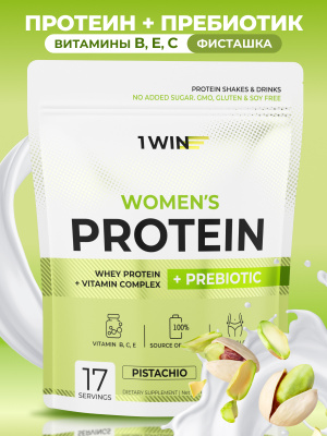 1WIN / Протеин с пребиотиками Whey Protein Фисташка, 425 г, 17 порций