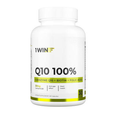 1WIN /Аnti-age Контрол тайм Q10 100% комплекс с Коэнзим Q10, Биотином, Фолиевой кислотой, Омега-9 и Кверцетином, курс на 30 дней