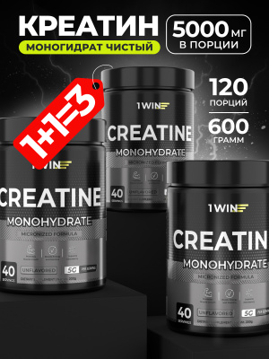 1WIN / Набор креатина моногидрат Вкус нейтральный, 3 банки, 120 порций