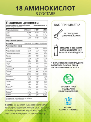 Премиум протеин / PREMIUM INSTANT WHEY / Белковый коктейль для похудения / Клубника - банан, 450г