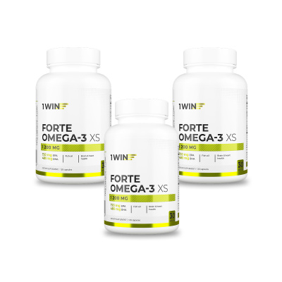1WIN / Набор Omega-3 60%, XS 1200 мг, 120 капсул, 3 шт. 
