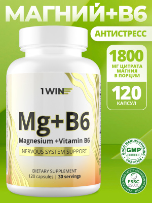 1WIN / Магния цитрат с витамином B6, 120 капсул